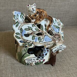 Kitty's Treehouse Cats Blue Sky Tea Light Candle Heather Goldmine No Base